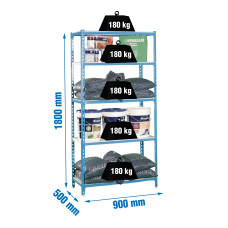 SimonRack Metal Shelving Unit: 1800x900x500 mm, 5 Metal Shelves, 180 kg per shelf, without screws