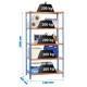 Estantería Metálica SimonRack: 2000x1200x400 mm, 5 Baldas de metal, 200 kg por balda, sin tornillos