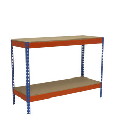 Mesa de trabajo metalica  SimonRack: 900x2100x600 mm, 2 Baldas, 400 kg por balda, sin tornillos