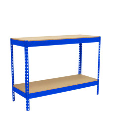 Mesa de trabajo metalica  SimonRack: 900x2100x600 mm, 2 Baldas, 400 kg por balda, sin tornillos