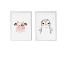 Sheets Crochetts 33 x 43 x 2 cm Cow Penguin 2 Pieces