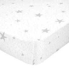 Sábana Bajera HappyFriday BASIC KIDS Blanco Gris 70 x 140 x 14 cm Estrellas