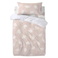 Duvet cover set HappyFriday Basic Kids Pink Baby Crib 2 Pieces