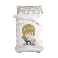 Duvet cover set HappyFriday Happynois Kitty Multicolour Single 2 Pieces