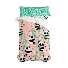 Juego de funda nórdica HappyFriday Moshi Moshi Panda Garden Rosa Cama de 105 2 Piezas