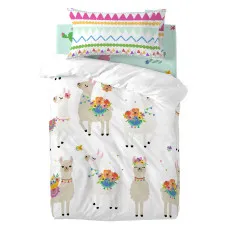 Duvet cover set HappyFriday Moshi Moshi Cute Llamas Multicolour Baby Crib 2 Pieces