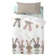 Juego de funda nórdica HappyFriday Moshi Moshi Rabbit Family Multicolor Cuna de Bebé 2 Piezas