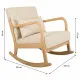 Silla mecedora Alexandra House Living Crema Goma Algodón Lino Madera 88 x 78 x 66 cm