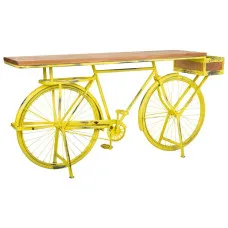 Recibidor Alexandra House Living Bike Amarillo Hierro Madera de mango 46 x 93 x 187 cm