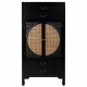 Cupboard Alexandra House Living Black Rattan Fir wood MDF Wood 40 x 135 x 70 cm