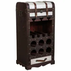 Bottle rack Alexandra House Living Brown PVC Wood Metal Cloth 30 x 85 x 44 cm Chest