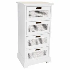 Chest of drawers Alexandra House Living White Cane Paolownia wood MDF Wood 29 x 75 x 35 cm