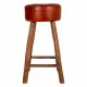 Stool Alexandra House Living Brown Leather Mango wood 78 x 41 x 41 cm