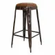 Stool Alexandra House Living Brown Black Leather Iron 40 x 75 x 40 cm