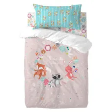 Duvet cover set HappyFriday Moshi Moshi Fantasy Multicolour Baby Crib 2 Pieces
