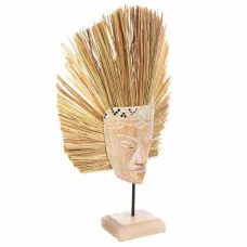 Decorative Figure Alexandra House Living Natural Wood Glass Marine algae Mask 53 x 13 x 30 cm