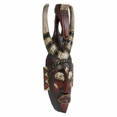 Decorative Figure Alexandra House Living Black Wood Mask 6 x 50 x 16 cm