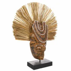 Decorative Figure Alexandra House Living Brown Wood Glass Marine algae Mask 50 x 12 x 38 cm