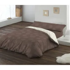 Juego de funda nórdica Hosteline LIENZO Marrón Cama de 135 2 Piezas