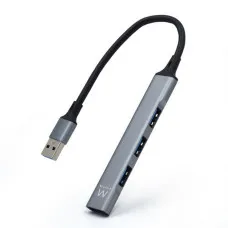 Hub USB Ewent EW1144 Gris Plateado