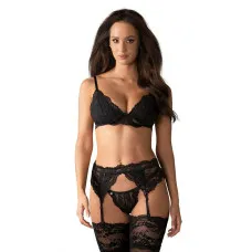 Conjunto de Lencería con Encaje Obsessive 810-SEG-1 Negro L/XL