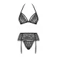 Conjunto de Lencería con Encaje Obsessive 838-SEG-1 Negro S/M