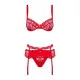 Conjunto de Lencería con Encaje Obsessive Heartina Rojo S/M