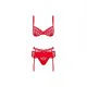 Conjunto de Lencería con Encaje Obsessive Heartina Rojo S/M