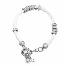 Pulsera Mujer Folli Follie 3B13F007WC Blanco Cuero (17 cm)
