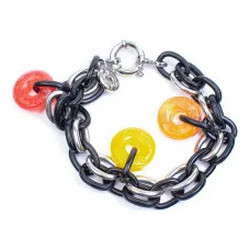 Pulsera Mujer Folli Follie BA1B003SK-ANR Negro Acero Inoxidable (23 cm)