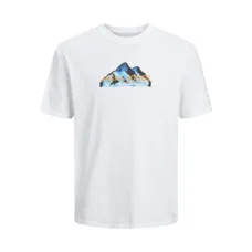 Camiseta de Manga Corta Hombre Jack & Jones JCOMOUNTAIN LOGO TEE SS CREW NECK 12262220 Blanco