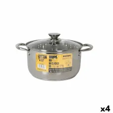 Pot with Glass Lid Quttin New neron Steel 8 L (4 Units)