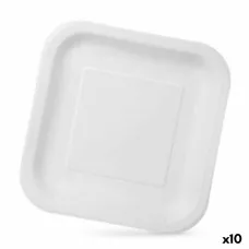 Set de Platos Algon Desechables Blanco Cartón 23 x 23 x 1,5 cm (10 Unidades)
