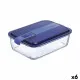 Hermetic Lunch Box Luminarc Easy Box Blue Glass (6 Units) (1,97 l)