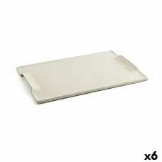 Bandeja de Aperitivos Quid Mineral Gres Beige Cerámica 30 x 18 cm (6 Unidades)