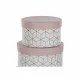 Set of Stackable Organising Boxes DKD Home Decor Circular Pink Cardboard