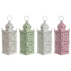 Lantern Home ESPRIT White Green Pink Iron Oriental 10 x 10 x 30 cm (4 Units)