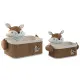 Basket set Home ESPRIT Blue Brown 43 x 33 x 32,5 cm (2 Pieces)