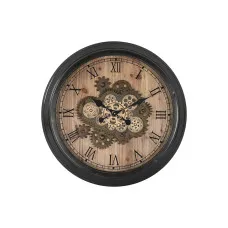 Reloj de Pared Home ESPRIT Negro Dorado Natural Cristal Hierro Vintage 67 x 9 x 67 cm