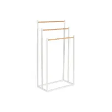Toallero de Pie Home ESPRIT Blanco Natural Metal Bambú 45 x 22 x 85 cm