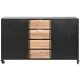 Cajonera Home ESPRIT Marrón Negro Metal Abeto Loft 122,5 x 32,5 x 74 cm