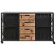 Cajonera Home ESPRIT Marrón Negro Metal Abeto Loft 122,5 x 32,5 x 74 cm
