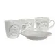 Set of Mugs with Saucers DKD Home Decor White Metal Stoneware 90 ml 8 x 6 x 6 cm 11 x 11 x 2 cm