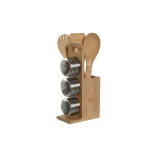 Soporte para Utensilios de Cocina Home ESPRIT Bambú Acero Inoxidable 8 x 13 x 27 cm 6 Piezas