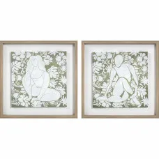 Painting DKD Home Decor 42 x 3 x 42 cm Flowers Scandinavian (2 Units)