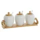 Azucarero DKD Home Decor Blanco Natural Bambú Porcelana 31 x 9 x 7 cm 4 Piezas