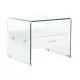 Mesita de Noche DKD Home Decor Blanco Transparente Cristal Madera MDF 50 x 40 x 45,5 cm