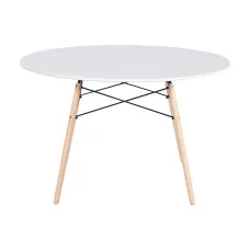 Mesa de Comedor Home ESPRIT Blanco Negro Natural Abedul Madera MDF 120 x 120 x 74 cm