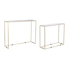 Set of 2 tables DKD Home Decor White Black Golden 100 x 28 x 80 cm