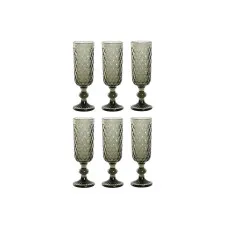 Set de Copas Home ESPRIT Gris Cristal 150 ml (6 Unidades)